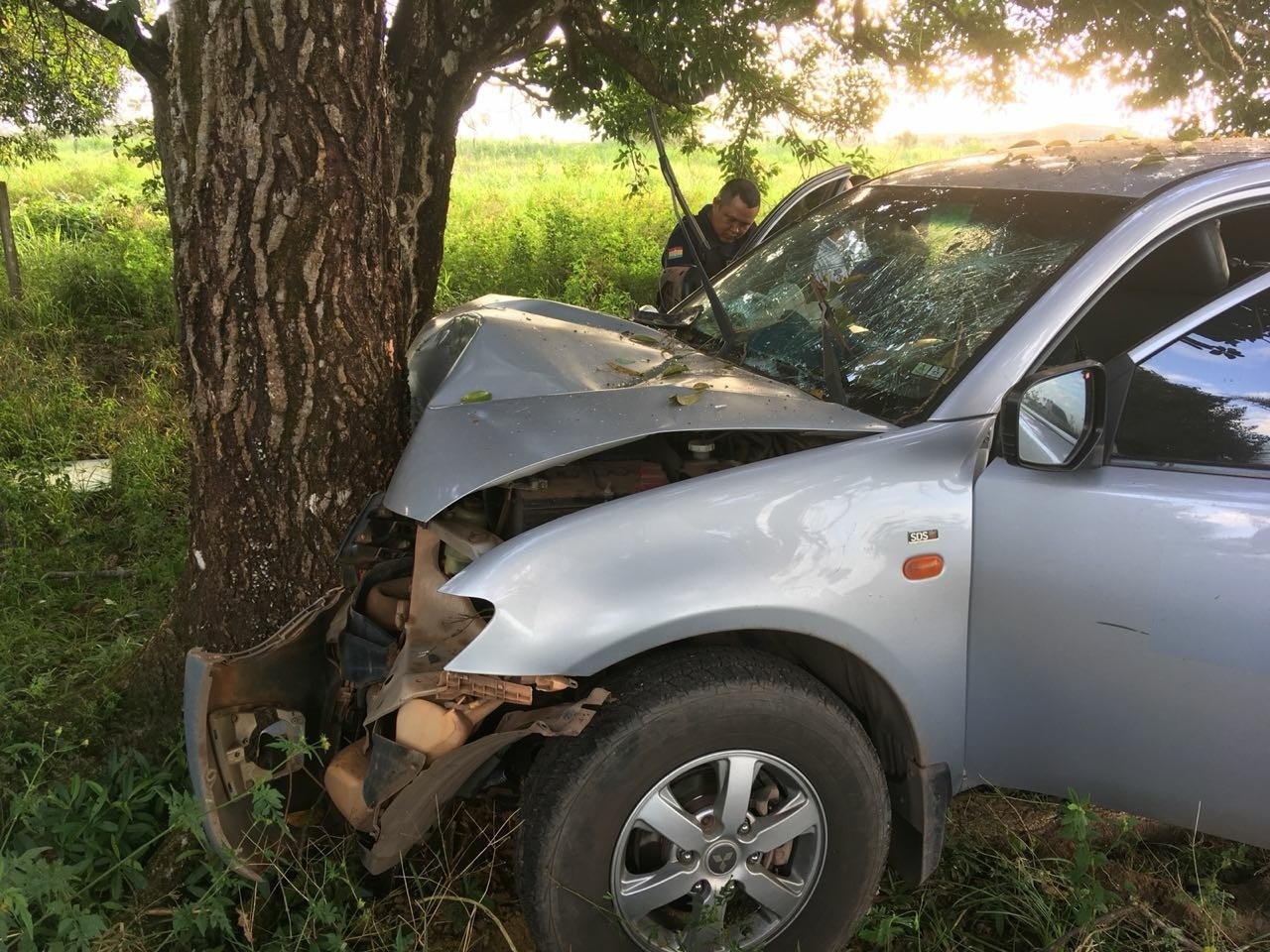 picape-a-servico-da-prefeitura-de-macapa-perde-controle-e-atinge-arvore