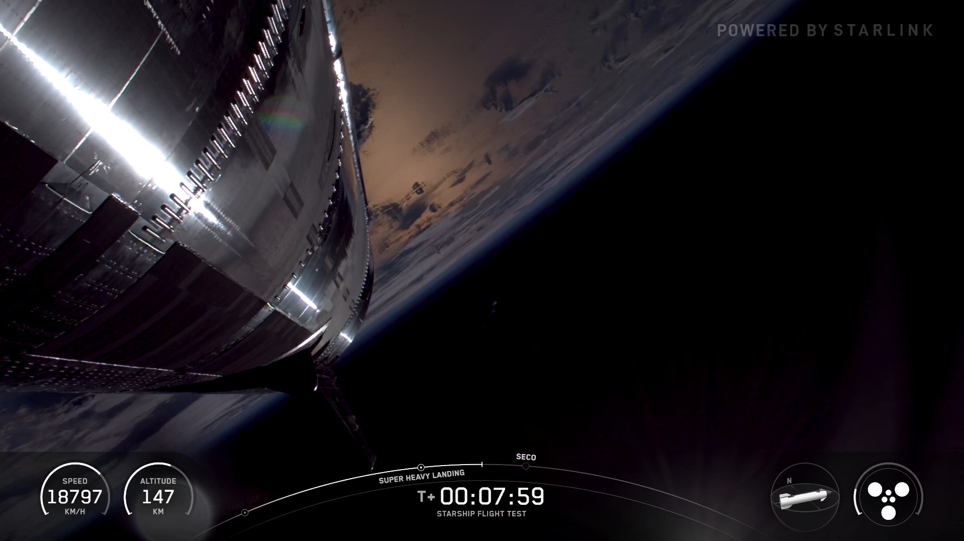 video:-starship-fez-belas-imagens-da-terra-minutos-antes-de-pousar-no-mar-e-pegar-fogo