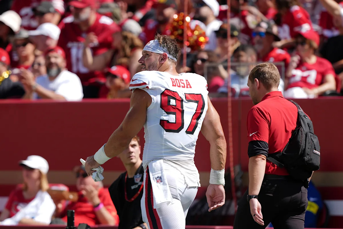 49ers-edge-rusher-nick-bosa-to-reportedly-miss-the-rest-of-the-season-with-a-torn-acl