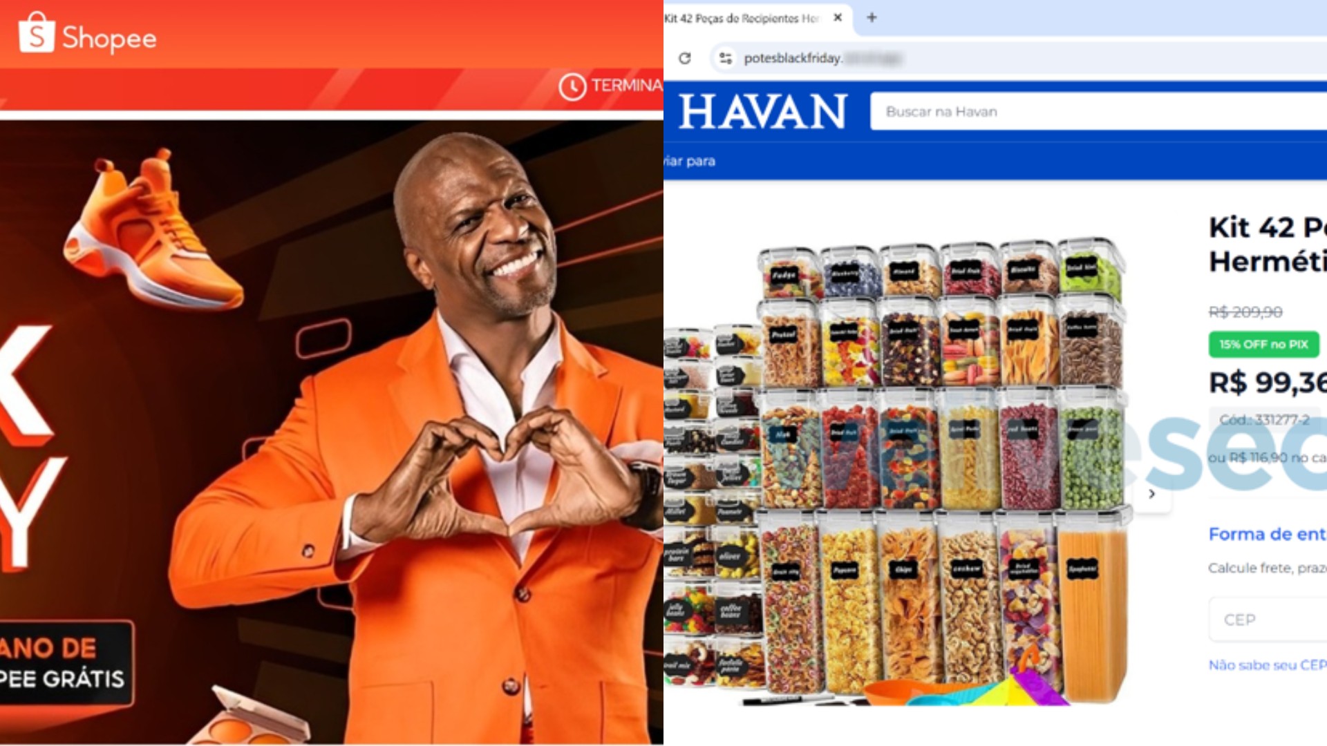 golpistas-criam-lojas-online-falsas-da-shopee-e-havan-para-a-black-friday;-veja-como-se-proteger