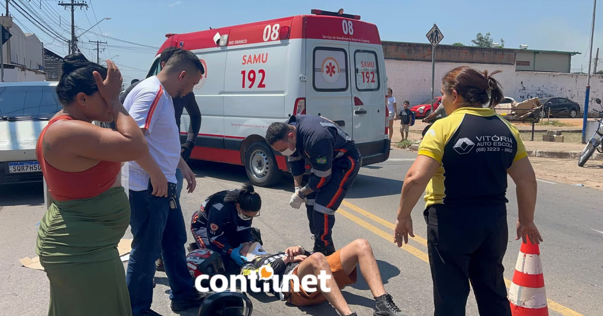 Fio derrubado por caminhão atinge motociclista e provoca ferimentos em Rio Branco